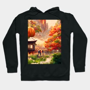 Japanese Temple Autumn Fall Garden Towards the Pumpkin Spice Magical Sky Hoodie